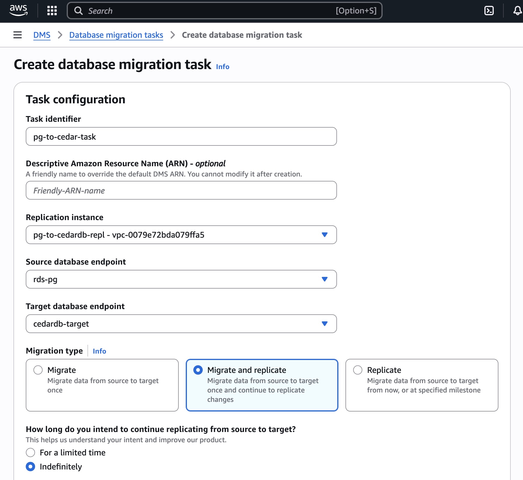 Create task step 2